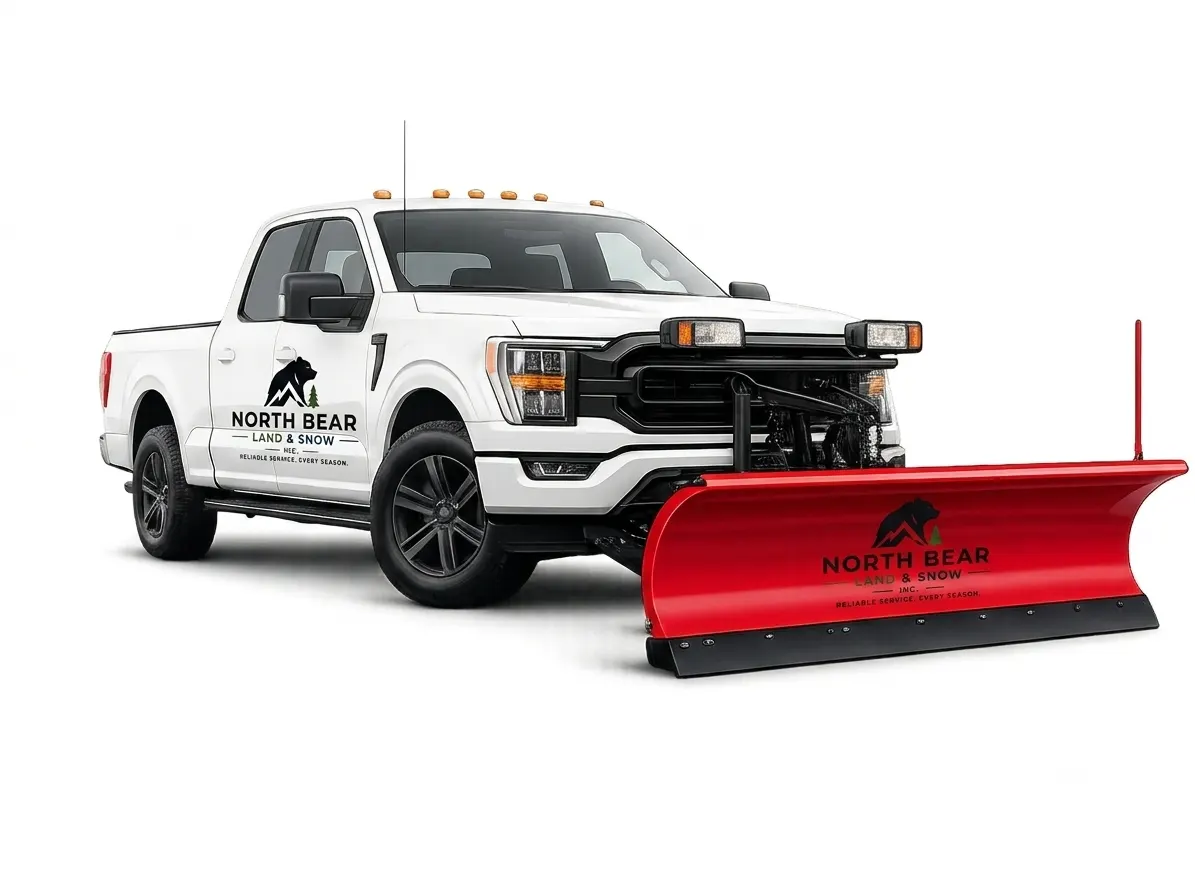 North Bear Land and Snow plow truck with commercial snow plow